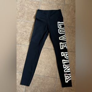 NWOT Pink leggings with Silver lettering